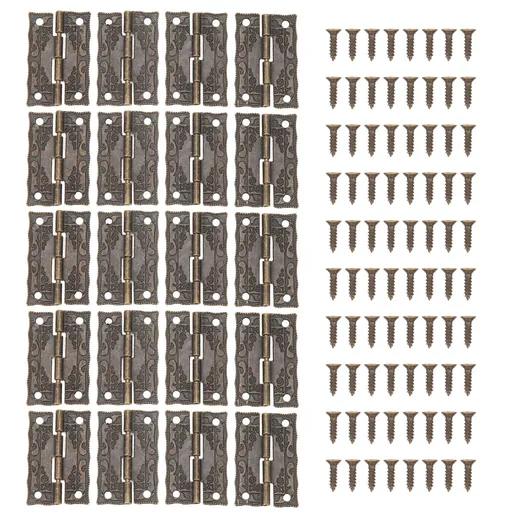 20 Set Antique Decorative Hinges Zinc Alloy Vintage Box Hinges Jewelry Box Hardware for Wooden Cases Cabinets