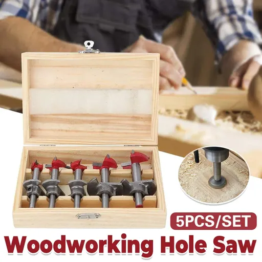 5PCS Woodworking Hole Saw Set Sturdy Durable for Wood Processing Openings Use