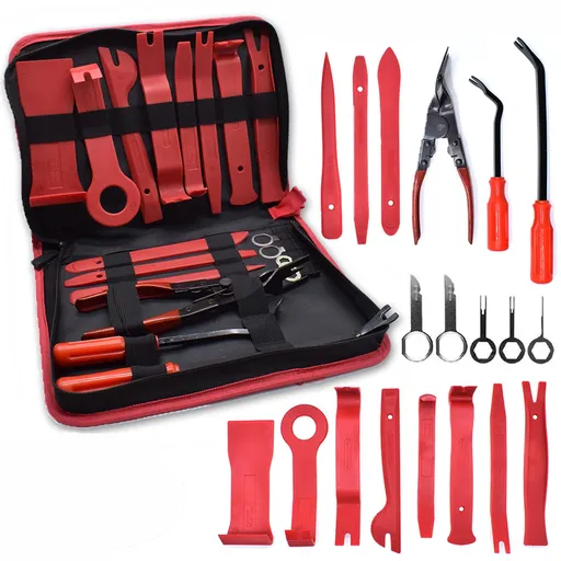 19Pcs Auto Trim Removal Tool Set, Door Panel Fastener Clips Removal Pliers Trim Puller Pry Repair Tool,for Trim Clip Push