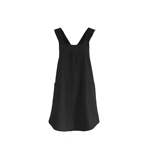 Apron Halter Cross Back Bandage X Shape Aprons Two Pockets Apron for Women with Pocket Cotton Linen, Cross Back Apron for Gardening Painting（black）