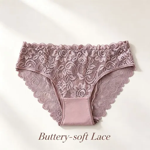 Coffee Brown Hollow Out Lace Panties 4 Pack Size L | Christmas Warm Comfort Gift | Cotton Gusset High Stretch Women's Briefs
