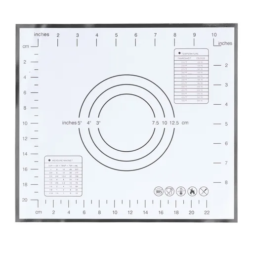 Baking Mat Silicone Non Slip Heat Resistant Dough Mat with Scale for Home Kitchen 29x26cmBlack