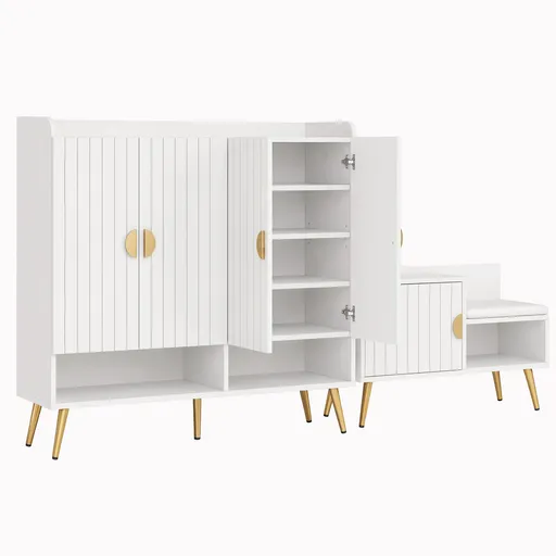 Artiss Shoe Cabinet Bench Set Adjustable Shelf Hallway Living Room White