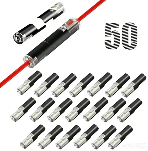 50PCS Push-in Wire Connector D1 D2 D3 Terminal Blocks, No Soldering Needed - Black - D1