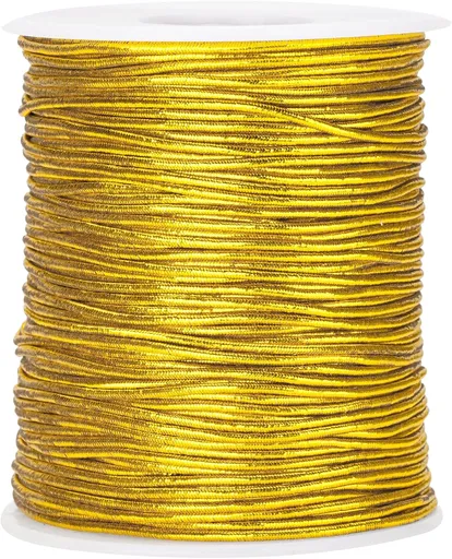 110 Yards Gold Elastic Cord - 1MM Metallic Tinsel String, Jewelry Braided Thread Stretch Gift Wrapping Cords for Bracelet Making, DIY Crafts, Christmas Decor