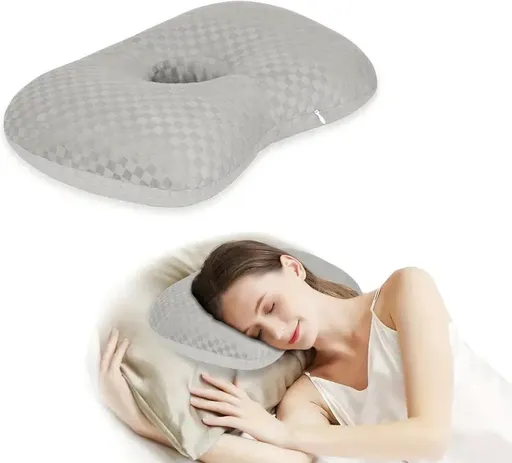 Ear Support Cushion with Removable Cover, Relieves Ear Pain, Inflammation and Pressure Sores, Machine Washable and Portable, Donut Cushion