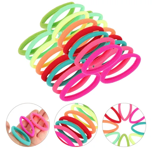 24Pcs Small Hair Ties Assorted Color Elastic Ponytail Holders for Medium to Thick Hair