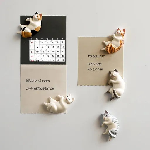 Cute 6 Pack Fun Cat Refrigerator Magnets Office Magnet Cute Magnets for Fridge 3D Cat Refrigerator Magnet Set 6 Pack