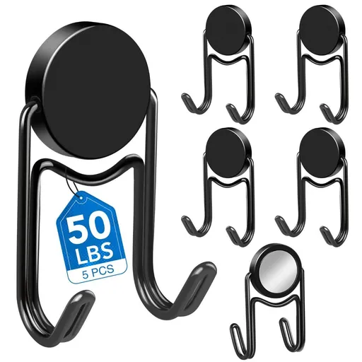 5Pcs Magnetic Hooks for Cruise Cabins Essentials Door Magnets 50LBS Ship Walls Must Haves Classroom Strong Heavy Duty Metal Locker Decor magnet Decorations Fridge Organization - Black - Size 5Pcs