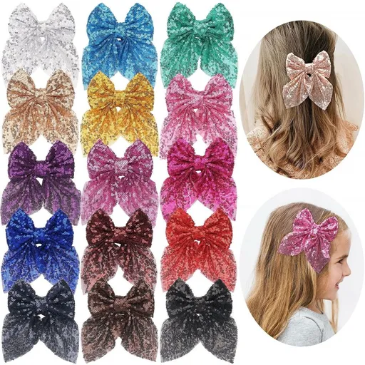 Sparkly Glitter Sequin Hair Bows for Girls Toddlers Kids Children Teenage