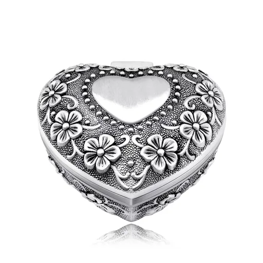 Classic Vintage Antique Heart Shape Jewelry Box Ring Small Trinket Storage Organizer Chest Christmas Gift