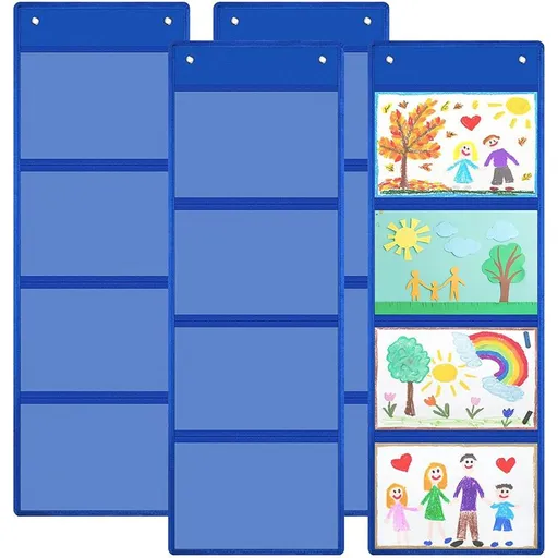 Wall Mounted Storage Organizer 4 Grids White Blue 1 grid