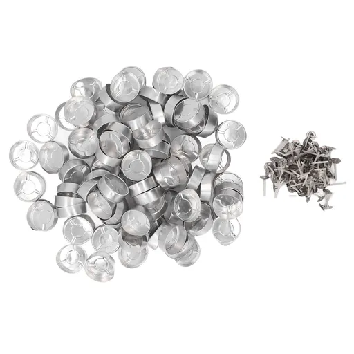 100 Set Candle Wax Container Aluminum Tea Lights Cup with Candle Wick for Weddings Parties Home Decorations