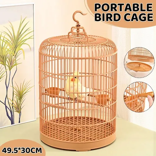 Luxury Portable Bird Cage Round Design Travel Pet Carrier for Small Birds