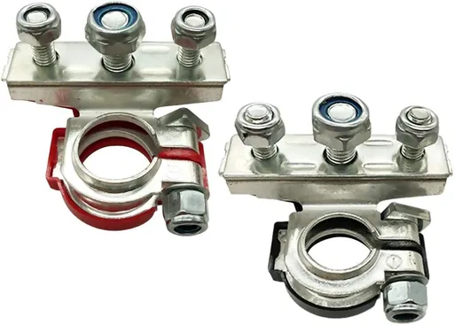 Battery Terminal Ends Connectors Clamps, Tinned Copper Battery Terminal Protector with 3 Mounting Studs for Car, Van and More (1 Pair)