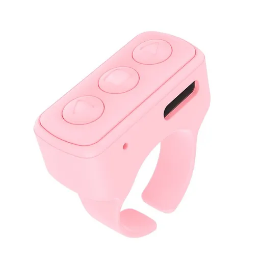 Ring Remote Control, Camera Shutter Remote, Wireless Bluetooth Scrolling Ring Remote Shutter Control for Phone Camera pink