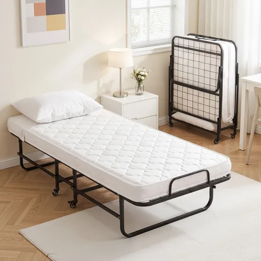 ARTISS Folding Bed with Mattress, Portable Rollaway 150kg Capacity 190CM