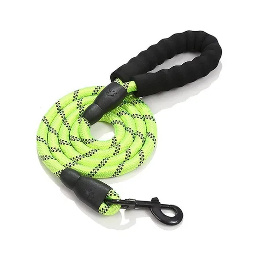 Reflective Dog Leash for Small, Medium, and Large Breeds – Durable Nylon Rope Leash with Soft EVA Foam Handle, Secure Metal Hook, and 360° Night Visibility for Safe Daily Walks, Available in Multiple Vibrant Colors and Lengths (Green, 1.2m×1.2cm（4ft×