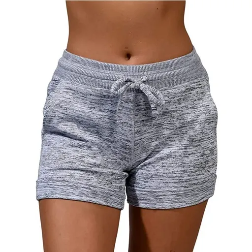 Women's Drawstring Yoga Shorts Quick Dry Workout Running Shorts Stretch Fitness Sports Pants Gray - S