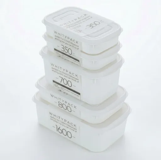 Airtight Food Storage Containers Set – 5-Piece Multi-Size (2x350ml, 1x700ml, 1x800ml, 1x1600ml), BPA-Free, Freezer & Microwave Safe with Soft-Seal Lids, Stackable for Complete Kitchen Organization (White)