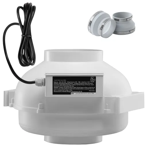 4" to 4.5" Radon Mitigation Fan System Quiet 380CFM Inline Duct Waterproof