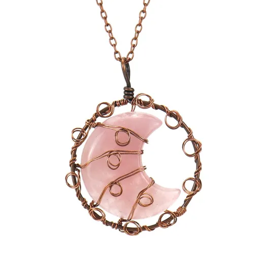 Handmade Natural Quartz Moon Necklace with Silver Chain - Ideal as an Original Gift