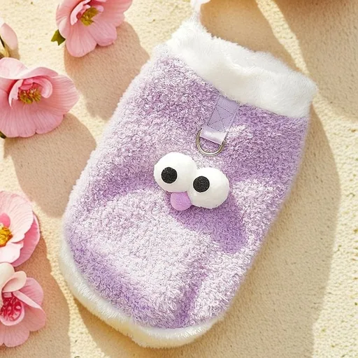 Kitten Cotton Vest Cloud Velvet Cartoon Big Eyes Fog Purple Big Eye Vest S (Chest 35cm, Weight 3-5 jin)