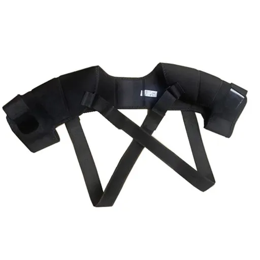Black Small Size Double Shoulder Support Brace - Adjustable Posture Corrector with Breathable Mesh, Compression Therapy for Gym, Running, and Daily Activities