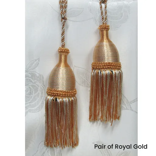 Pair of Curtain Tassel Rope Ties 52cm Royal Gold