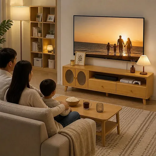 140cm Bamboo TV Cabinet Entertainment Unit with Drawers Media Storage Console Stand