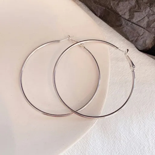 Mori Wai Metal Earrings Geometry Circle 925 Silver E2455 Silver 6cm