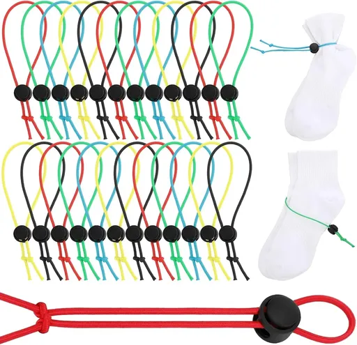 100 Pcs Sock Clips for Laundry, Adjustable Sock Holder Organizer for Washer Dryer, 5 Colors