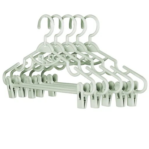 Plastic Pants Hangers with Clips 5 Pack Heavy Duty Skirt Hangers Swivel Hook and Notches Space Saving Acrylic Clip Hangers for Pants Suitable for All Clothing Green