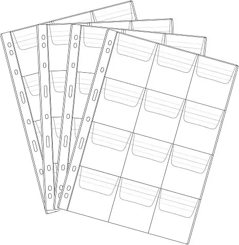 12 Pocket Coin Pages, 10 Sheets Plastic Coin Holders Stamp Collector Supplies for Coin Stamp Currency Collection