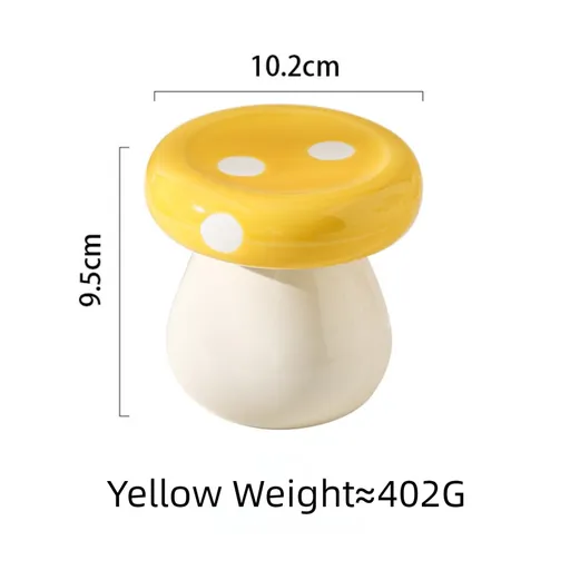 Yellow Stylish Mushroom Ceramic Toothpick Holder and Cotton Swab Jar for Home Kitchen Table Decor(Excluding cotton swabs, dental floss, etc.)