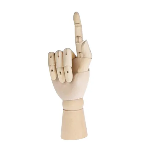 Flexible Fingers Realistic Wood Hand Model Posable Manikin Hand - Opposable Sectioned Artist Hand Model for Arts Drawing - Right