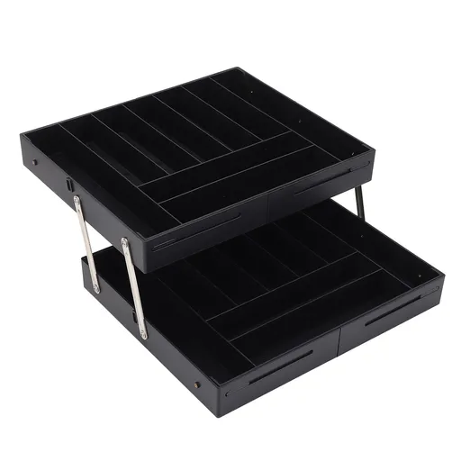 Drawer Foldable Organizer Tray Multifunctional Space Saving Multi Level Expandable Desk Organizer Black
