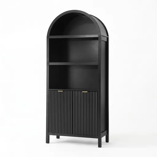 Artiss Buffet Sideboard Cabinet Pantry 180CM Arched Storage Bookshelf Black