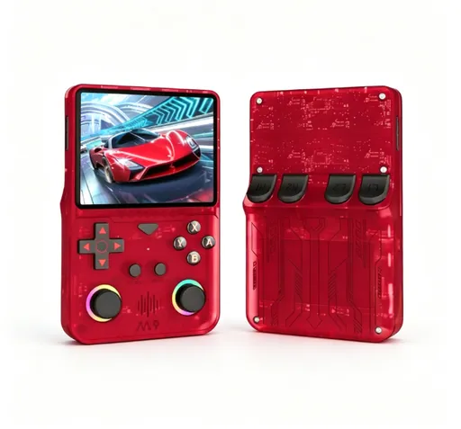 M9 Pocket Retro Video Game Handheld Console with Colorful RGB Light Joystick，red