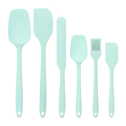 6 Pieces Silicone Spatula Set, Heat-Resistant BPA-Free Cooking and Baking Utensils for Eggs, Pancakes and Non-Stick Pans, Blue