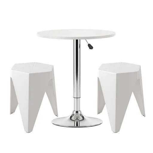Artiss Bar Stools and Table Set 3PCS Dining Desk Kitchen Chairs Cafe Pub White