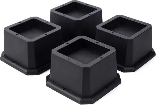Furniture Risers 2 Inch Bed Risers Heavy Duty Adjustable Bed Lifts for Dorm Rooms Tables Desk Chair Leg Extenders 4-Pack Black