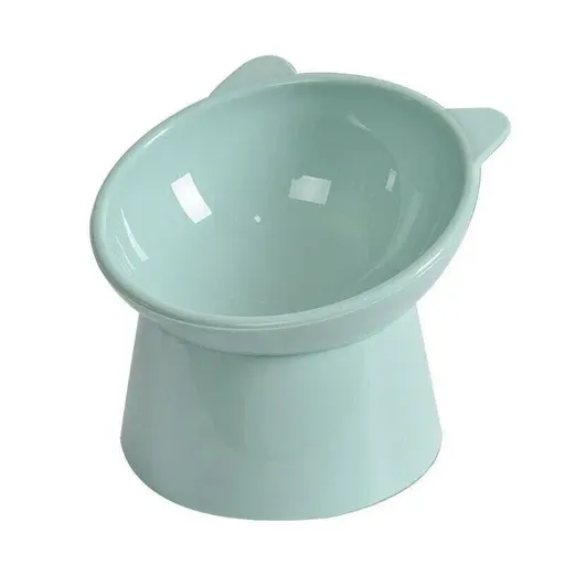Elevated Pet Bowl Cat Dog Feeder Food Water High-Foot Anti Vomiting Tilted Bowl - Green