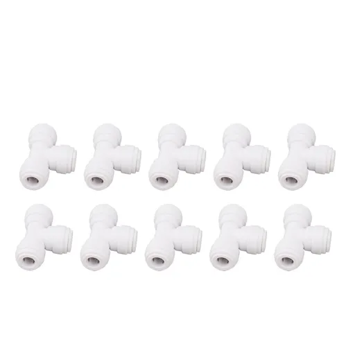 10PCS Push to Connect Fittings 8mm 5/16 Tee Coupling Quick Connector Plastic Tight Sealing Tube Fittings Home Beer Brewing Parts