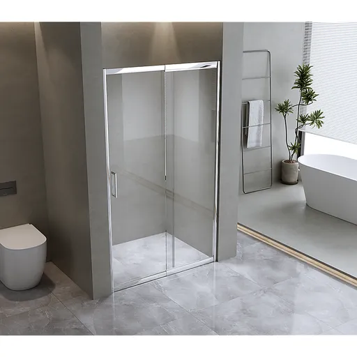 140-150cm Adjustable Wall to Wall Sliding Glass Shower Door in Chrome