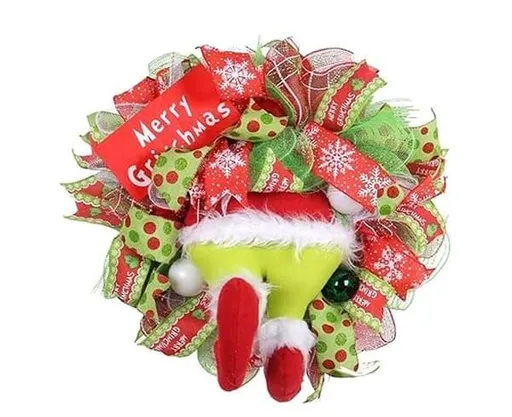 Christmas Wreath Grinch Themed Festive Decor Multi-color Size 01