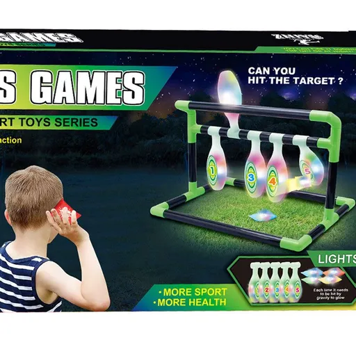 Light-Up Kids Throwing Bowling Toy, ABS Gravity Activated LED, Numbered Targets with 4 Sandbags, Indoor Outdoor Parent-Child Game, Hand-Eye Coordination Training, Holiday Birthday Gift
