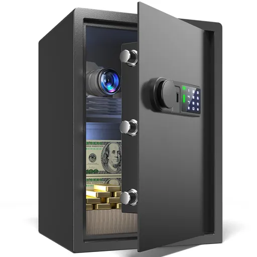 Wendlon White Touch Screen Safe Box with Electronic password, Backlit Keypad, LED Light, Anti-Rust & Anti-Theft, Home/Office, 2.04 Cubic Feet,33×35×50 cm