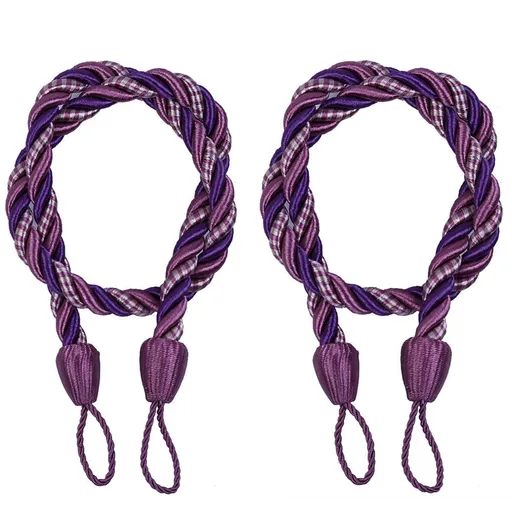 Curtain Holdbacks, 2PCS Curtain Tie Backs for Curtains, Ropes Tie Backs for Curtain Cord Buckle Tiebacks Tie Backs Beige Purple