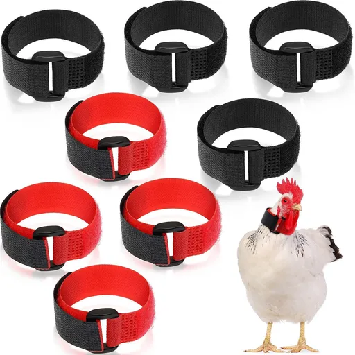 8 pack Bag Rooster Collar, Keep Roosters Quiet Noise Neckband Nylon Rooster Collar Noise Neck Belt Pet Chicken Supply for House